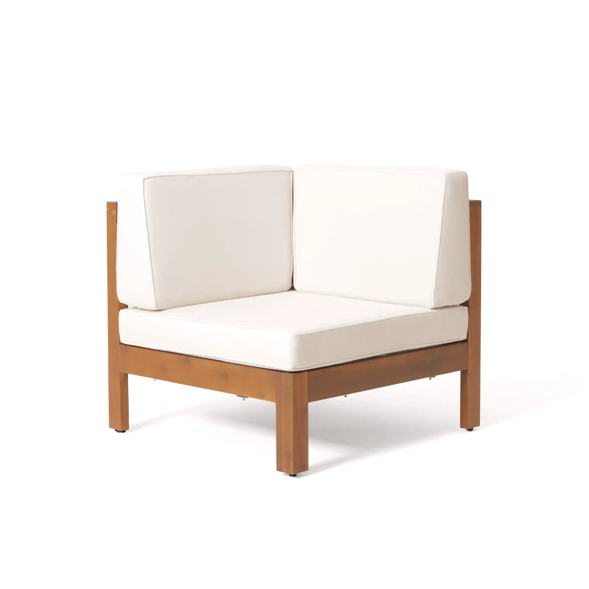 OANA Outdoor Wooden Sectional Set with Cushions, Beige by HouseOfZazla