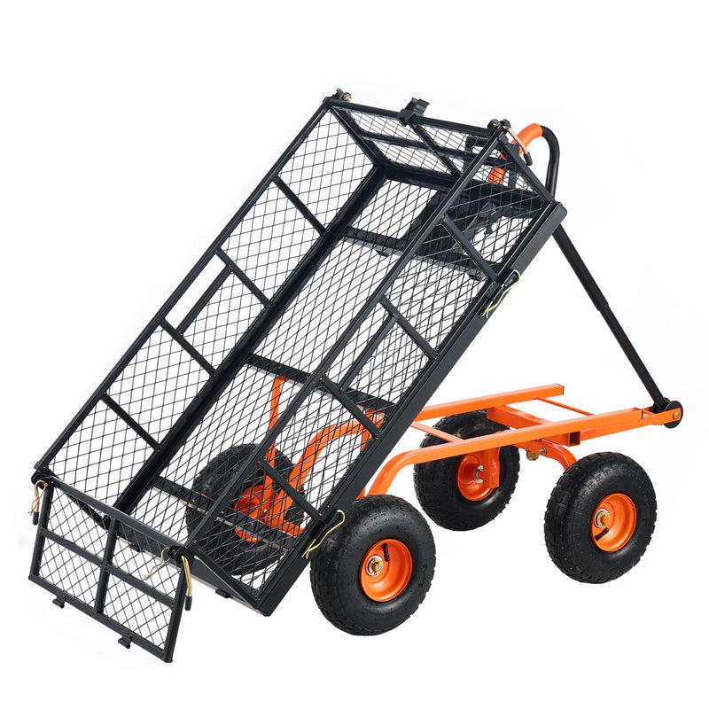 Metal Garden Dump Cart with Easy-Assemble Frame and Convertible Handle by HouseOfZazla