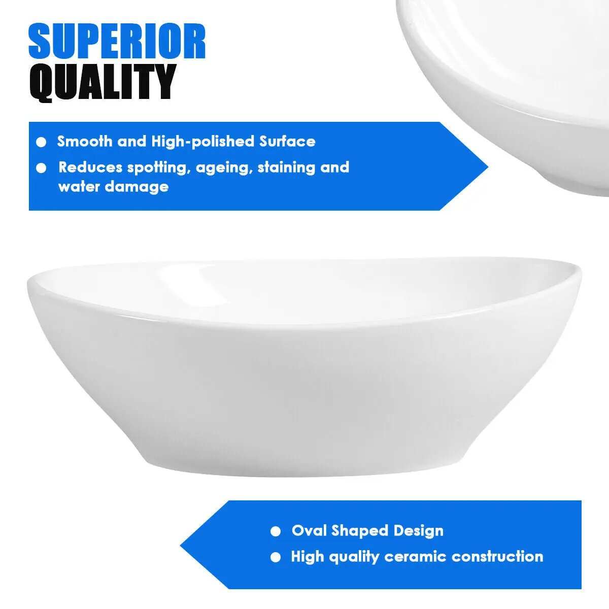 Oval Bathroom Basin Ceramic Vessel Sink by DirectDeals