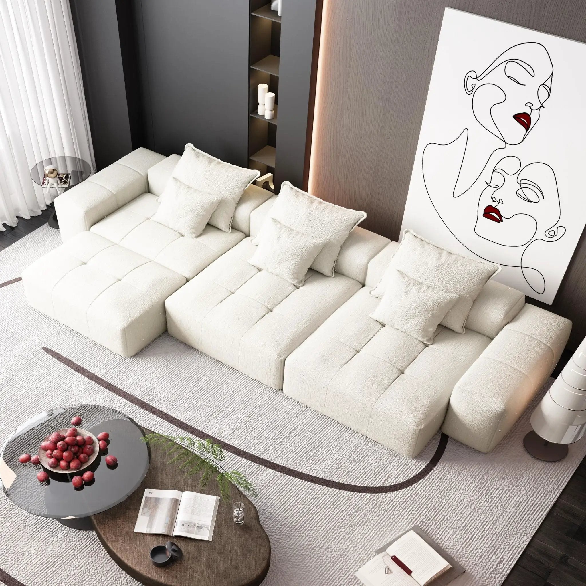 Modern Oversized DIY Combination Modular Sectional Sofa With Pillows by HouseOfZazla