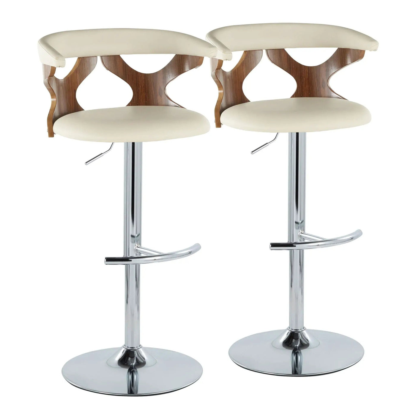 Gardenia - Mid Century Modern Adjustable Barstool With Swivel With Rounded T Footrest (Set of 2) by HouseOfZazla