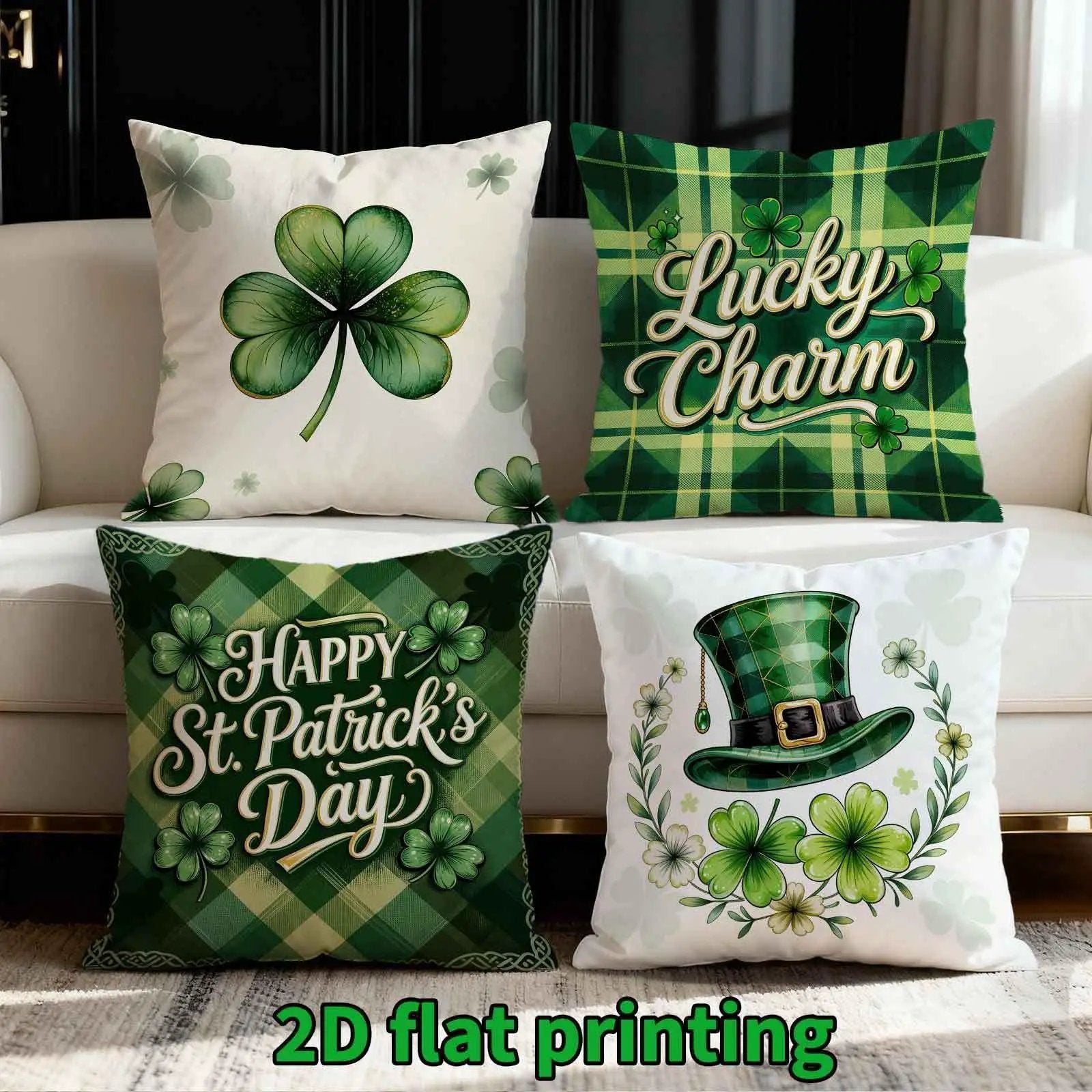 Pillow Covers - Festive Green White 4pcs by House Of Avana