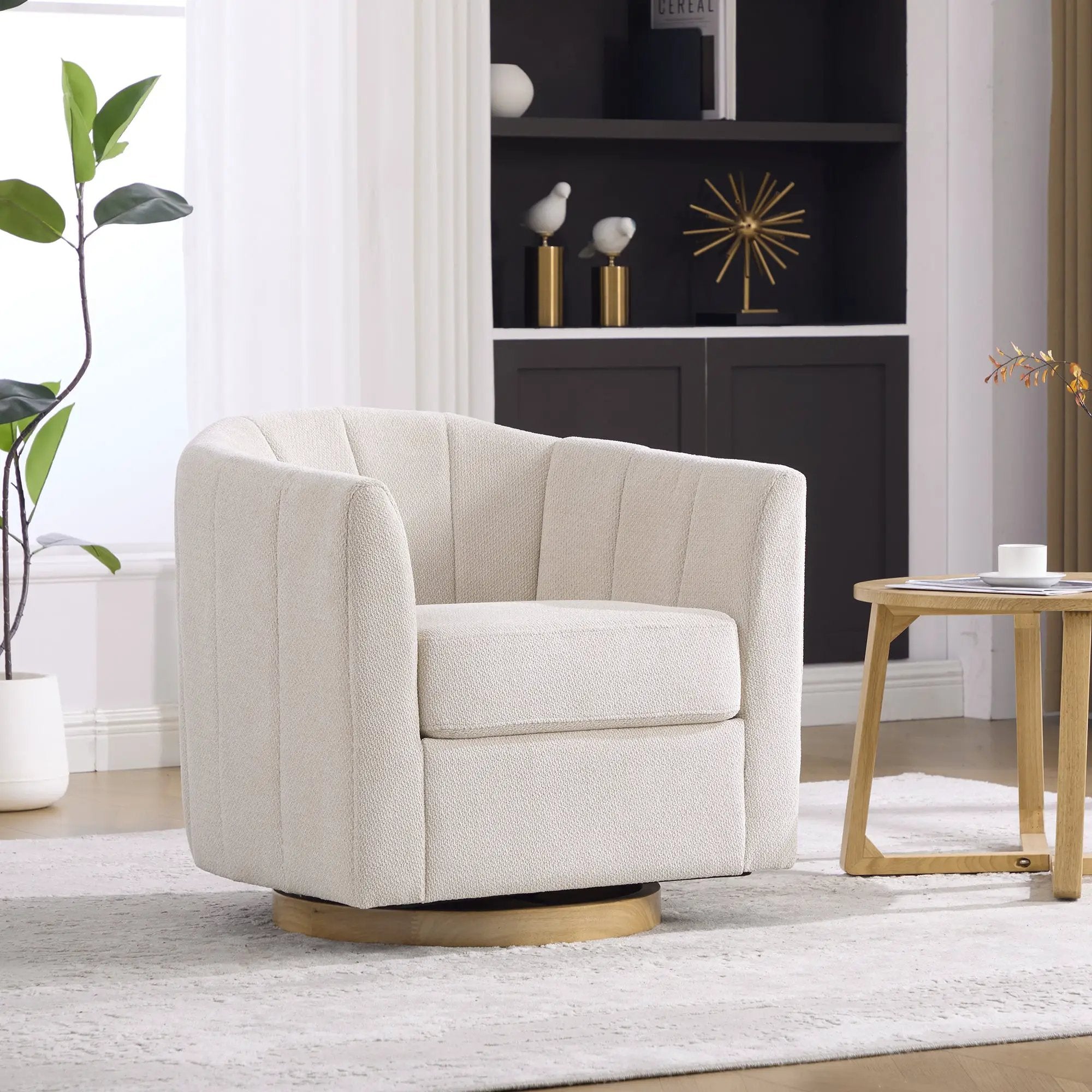 Upholstered Chenille Swivel Barrel Chair by HouseOfZazla