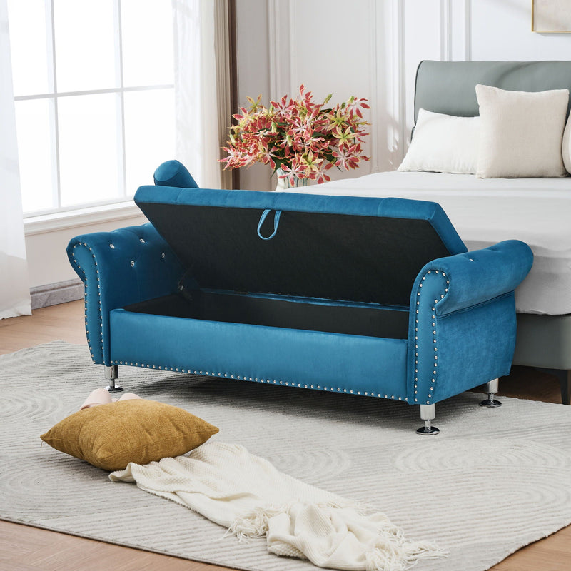 Storage Bench With Crystal Buttons And 1 Pillow For Bedroom by HouseOfZazla