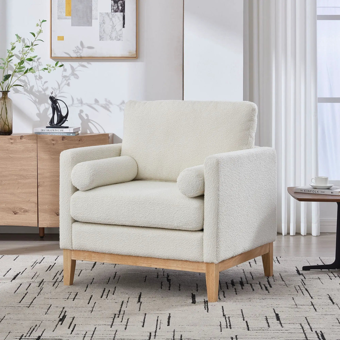 Wide Modern Performance Accent Chair With Natural Legs by Unique Piece Furniture