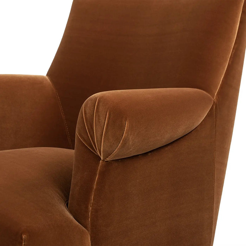 Eloise 30' Pleated Sock Arm Accent Armchair, Burnt Orange Performance Velvet by HouseOfZazla