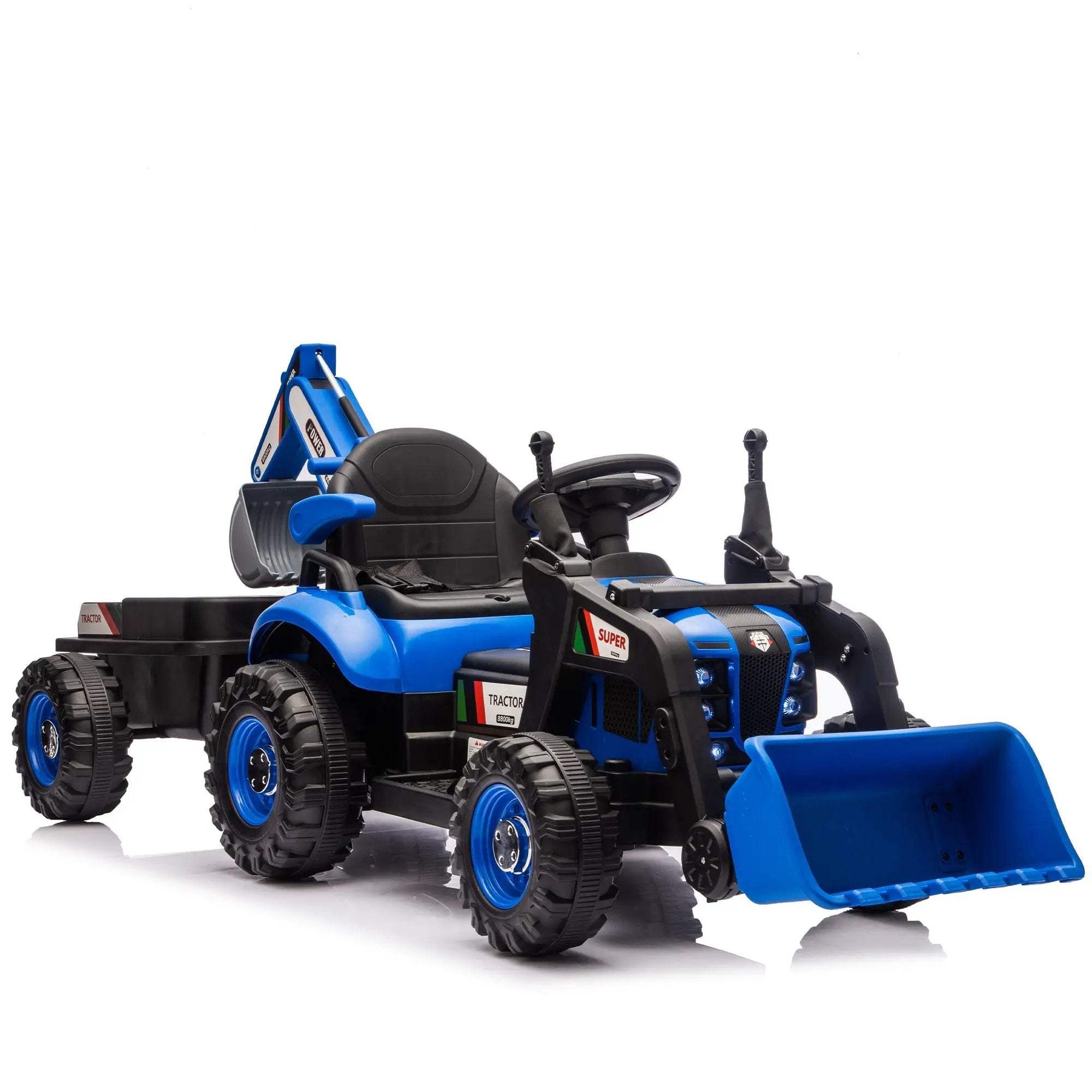 24V Kids Ride-On Electric Tractor Toy with 4-in-1 Construction Attachments by HouseOfZazla