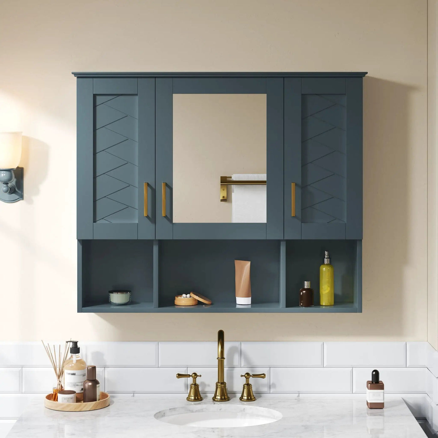 Modern Wall Mounted Medicine Cabinet With Adjustable Shelves, Soft Close Doors, High Define Mirror by Unique Piece Furniture