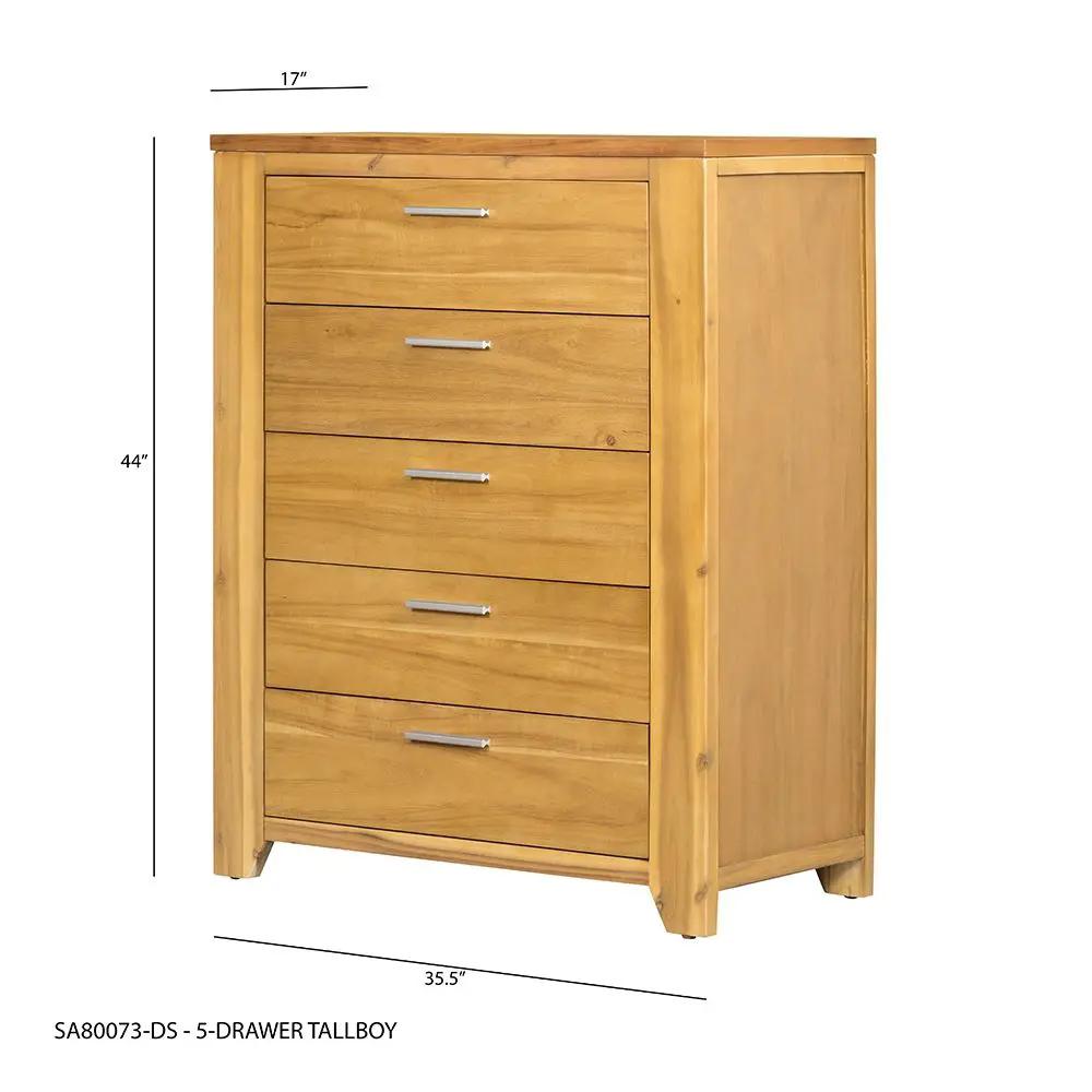 5 Drawer Dresser - Natural Wood / Brown by HouseOfZazla