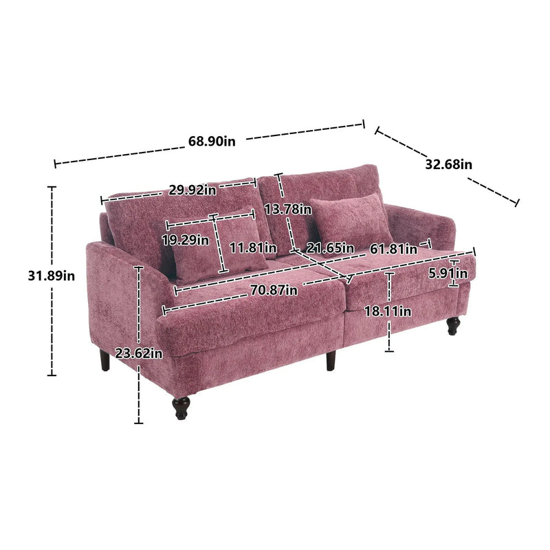 Mid Century Modern Fabric Loveseat Sofa, 2 Seat Upholstered Couch by Unique Piece Furniture