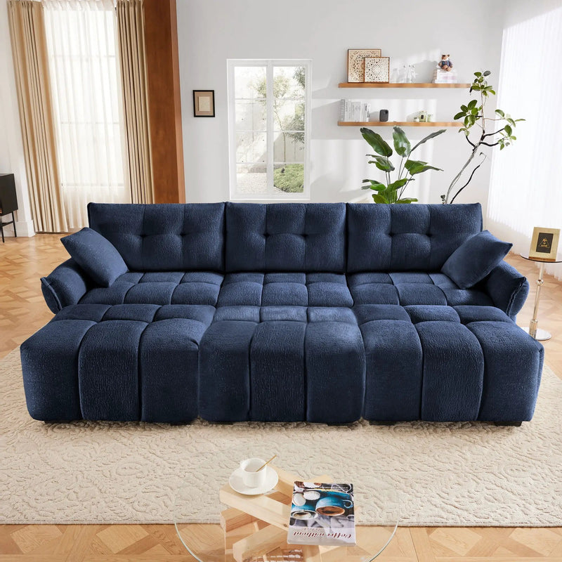 Sofa Set With Ottoman And Pillows, Textured, High Resilience Cushions by HouseOfZazla
