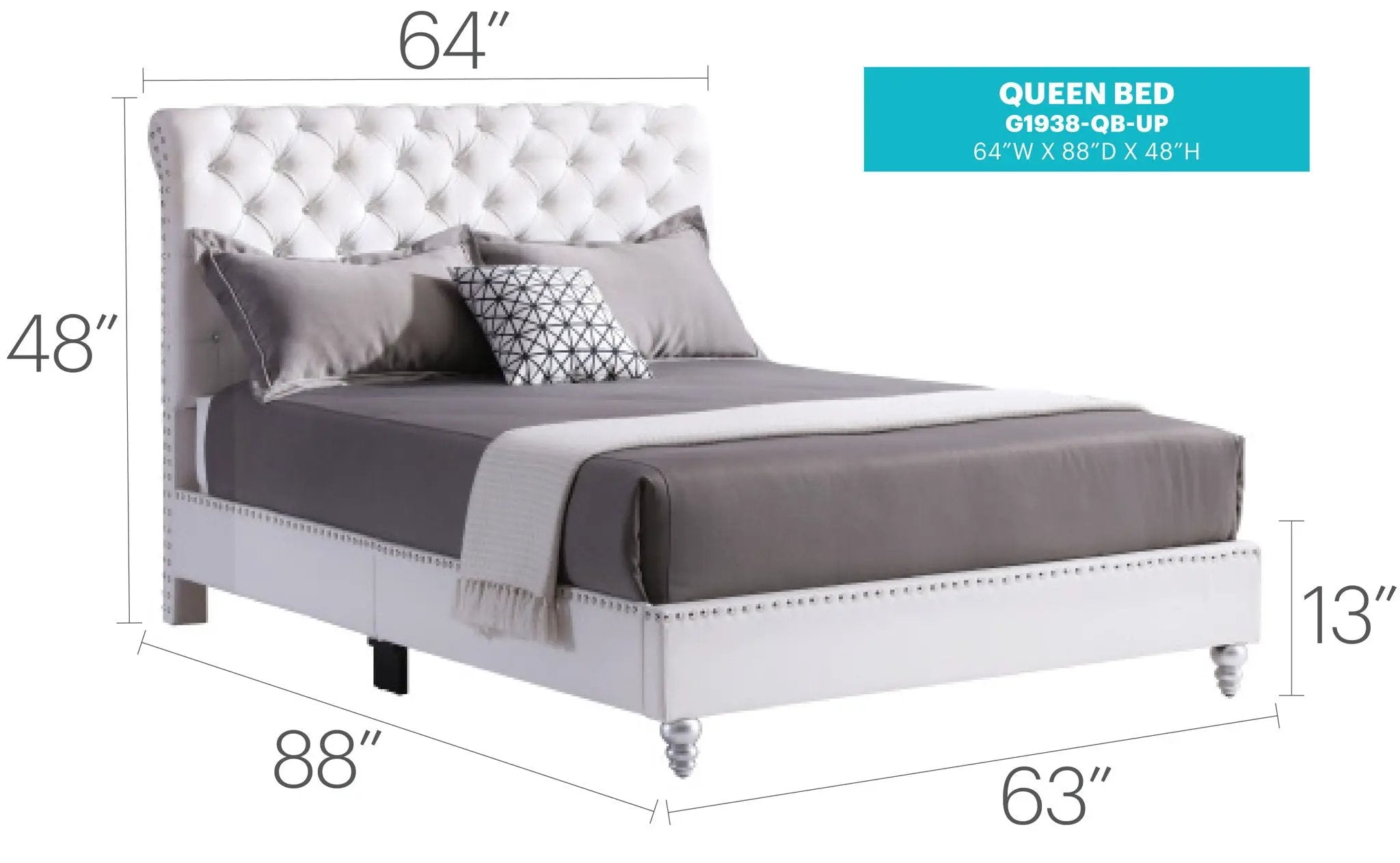 Elegant Transitional Upholstered Bed by Unique Piece Furniture