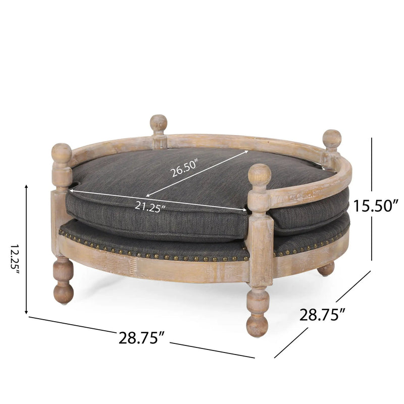 Round Pet Sofa, Wide Upholstered Pet Bed - Charcoal by HouseOfZazla