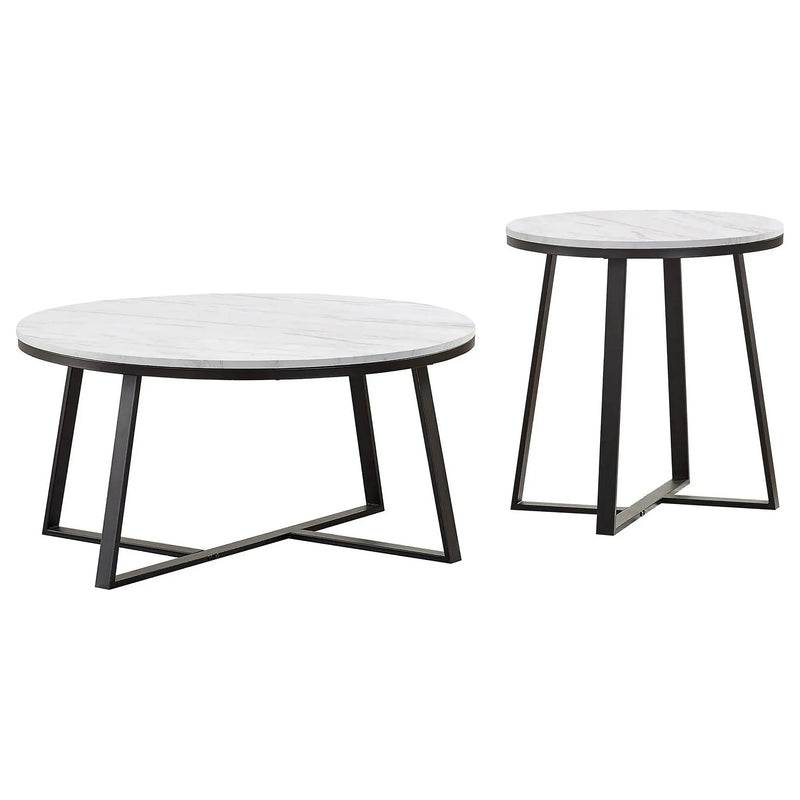 Hugo 2-piece Coffee and End Table Set White Faux Marble by Unique Piece Furniture