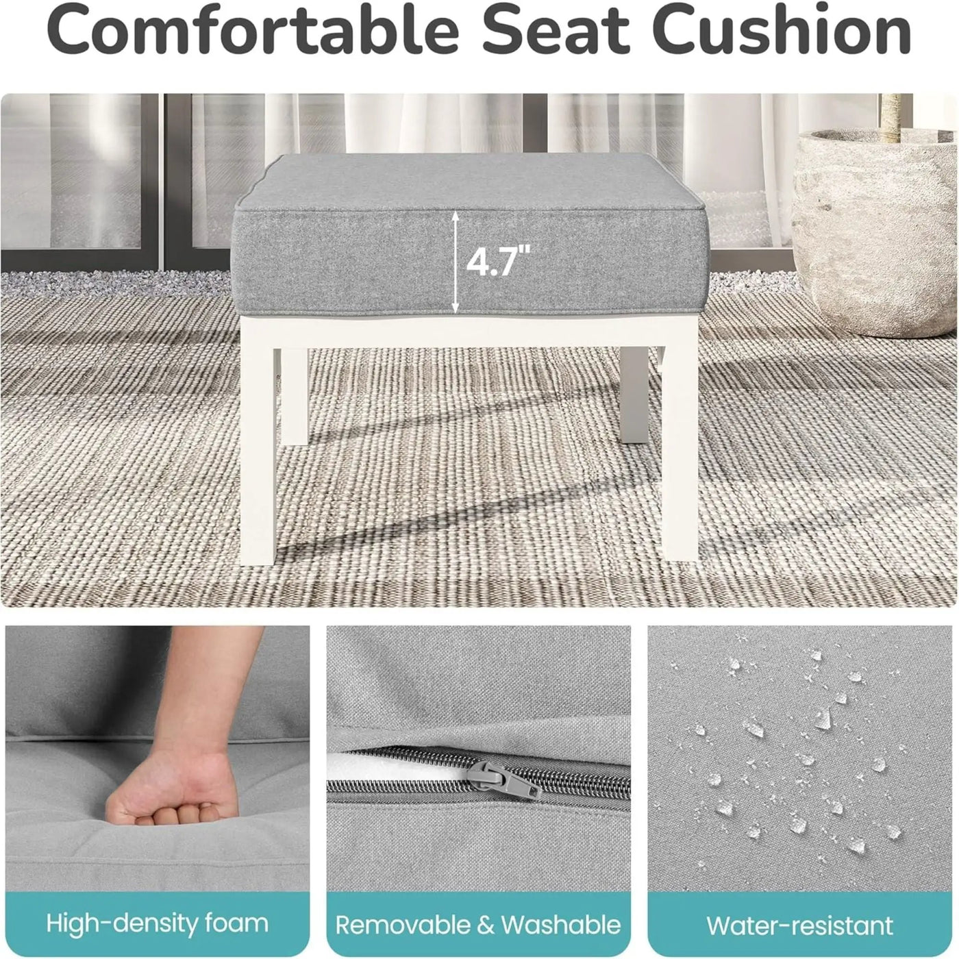 Patio Ottomans With Cushions, All-Weather Footrests (Set of 2) by HouseOfZazla