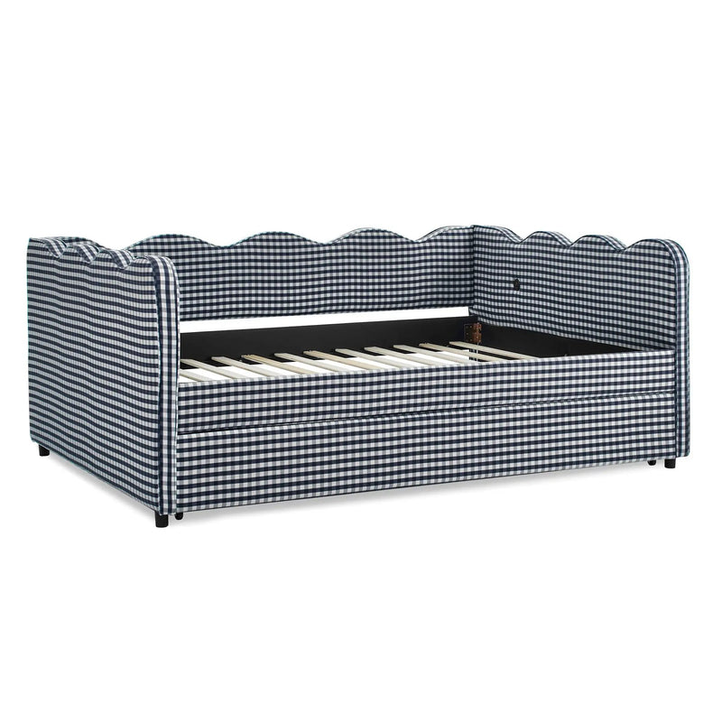 Gingham Daybed With USB Charging Port, Wave-Shaped Design by Unique Piece Furniture