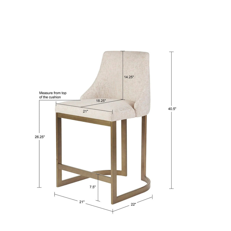 Upholstered Counter Stool With Metal Base - Cream by Unique Piece Furniture