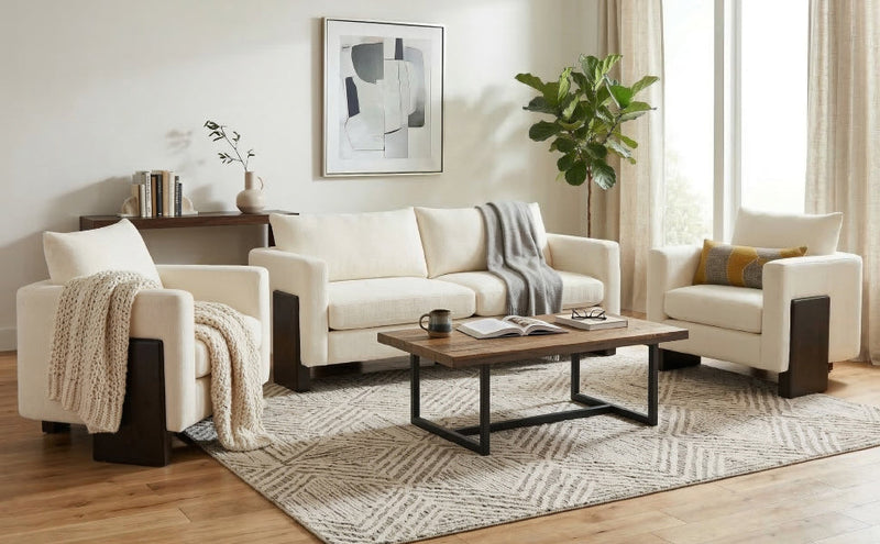 Cozy Sofa Set Oversized Comfy Cloud Sofa with Rubberwood Legs by HouseOfZazla