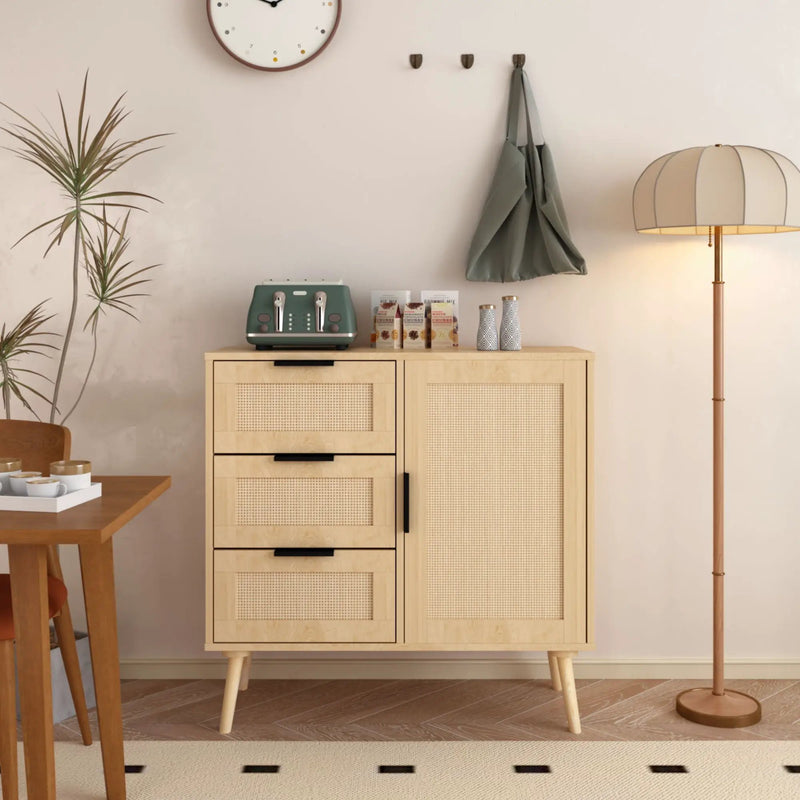 Dresser With Drawers And Adjustable Shelf - Antique Natural / Rattan by Unique Piece Furniture