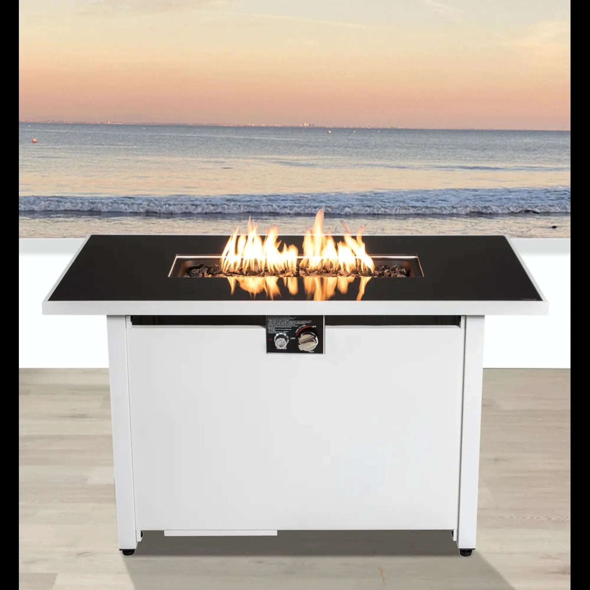 Rectangular Fire Pit With Frame Elegant Design by Unique Piece Furniture