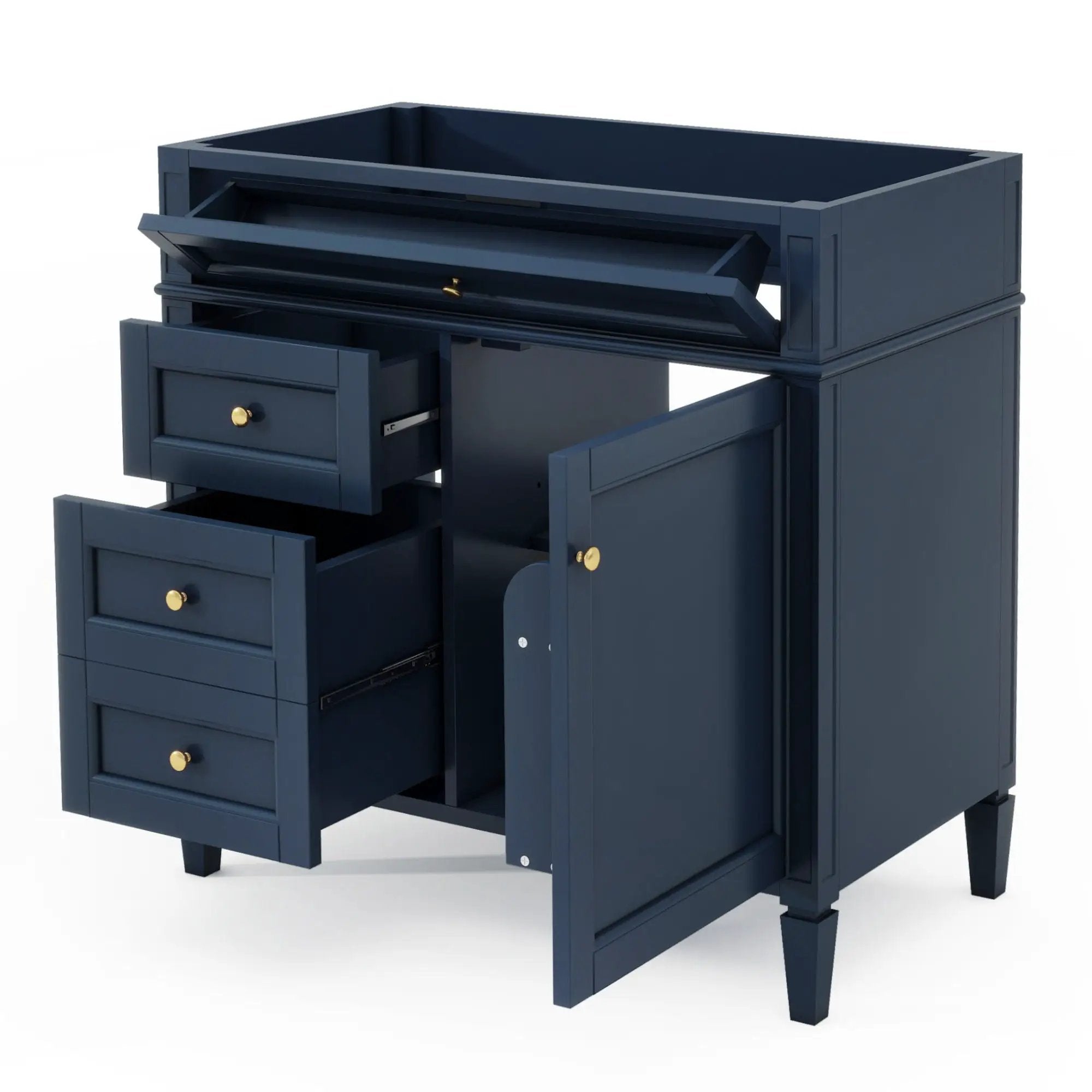 Bathroom Vanity With 2 Drawers And Tip-Out Drawer, Storage Cabinet by HouseOfZazla