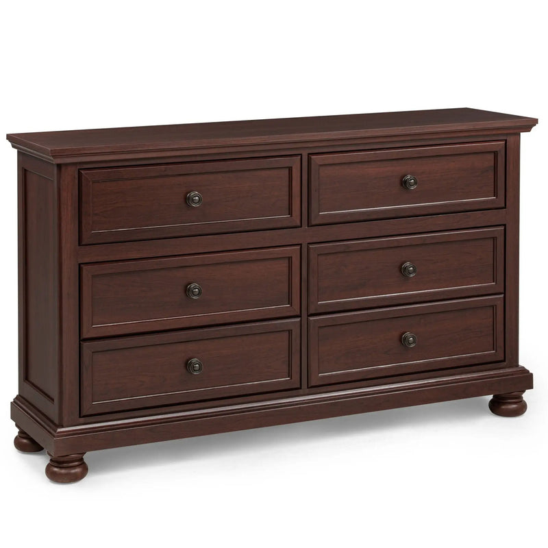 1 Piece Dresser, 6 Drawer Storage, Bedroom Furniture - Brown / Cherry by Unique Piece Furniture