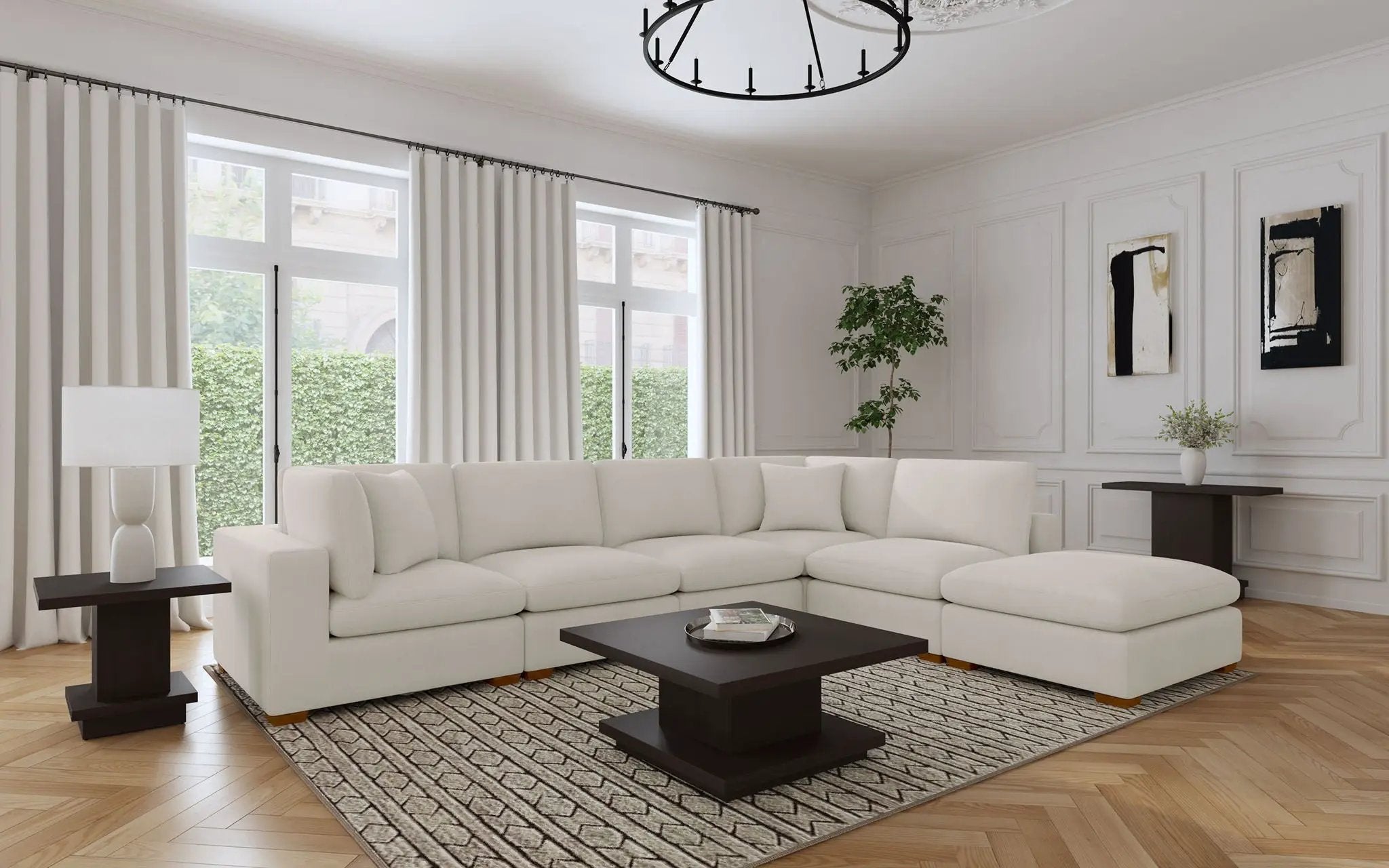 Lakeview 6-piece Upholstered Modular Sectional Sofa Ivory by Unique Piece Furniture