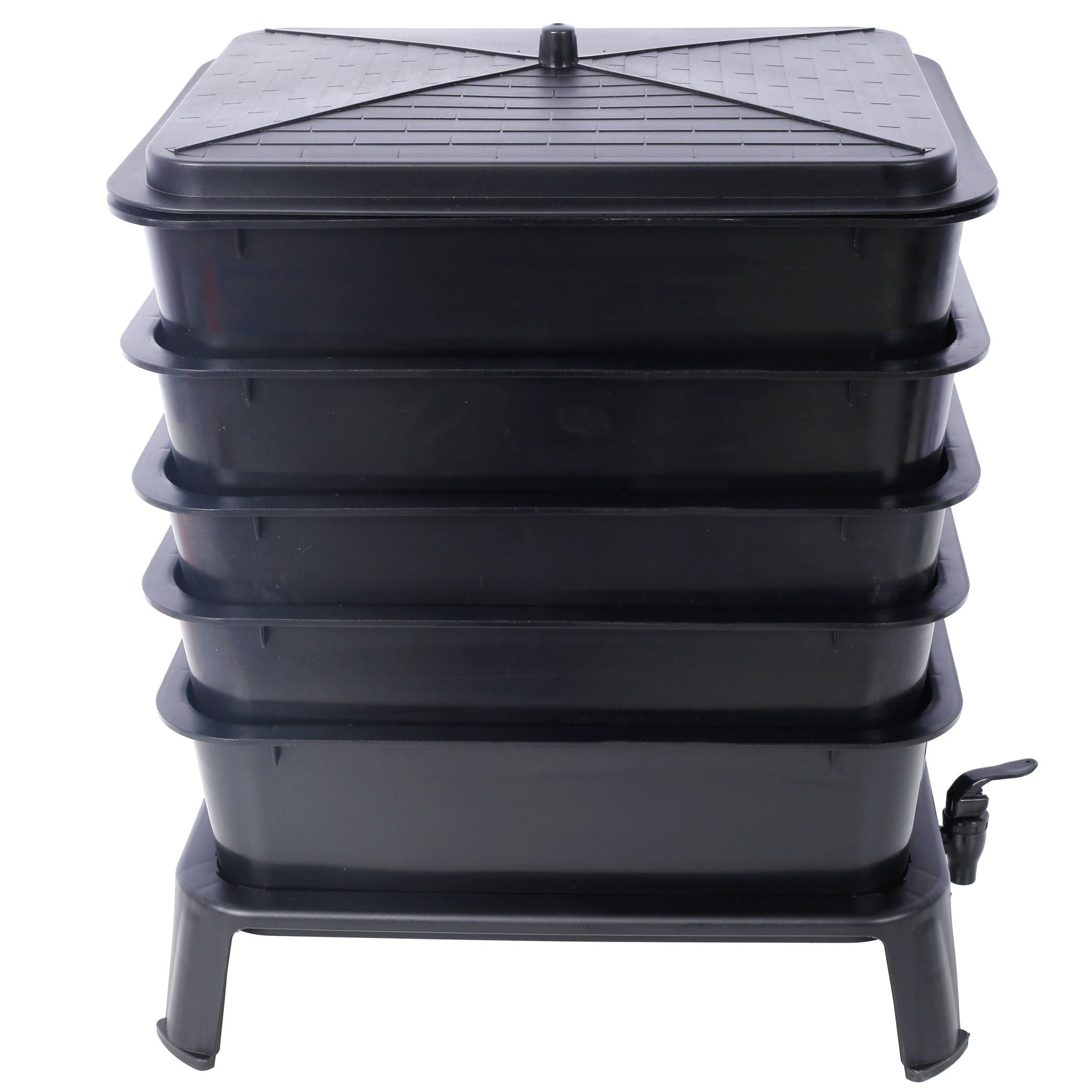 Eco Friendly 5 Layer Worm Compost Bin With 50L Capacity, Easy Setup Plastic Worm Farm Kit - Black by HouseOfZazla