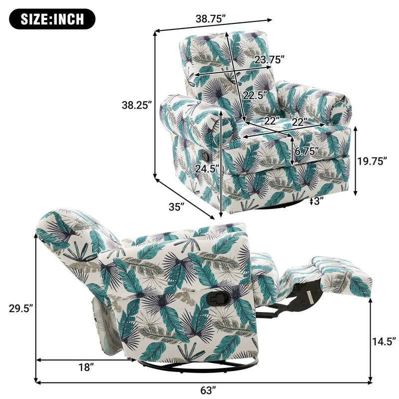 Manual Swivel Recliner Rocker Chair With Adjustable Backrest by HouseOfZazla