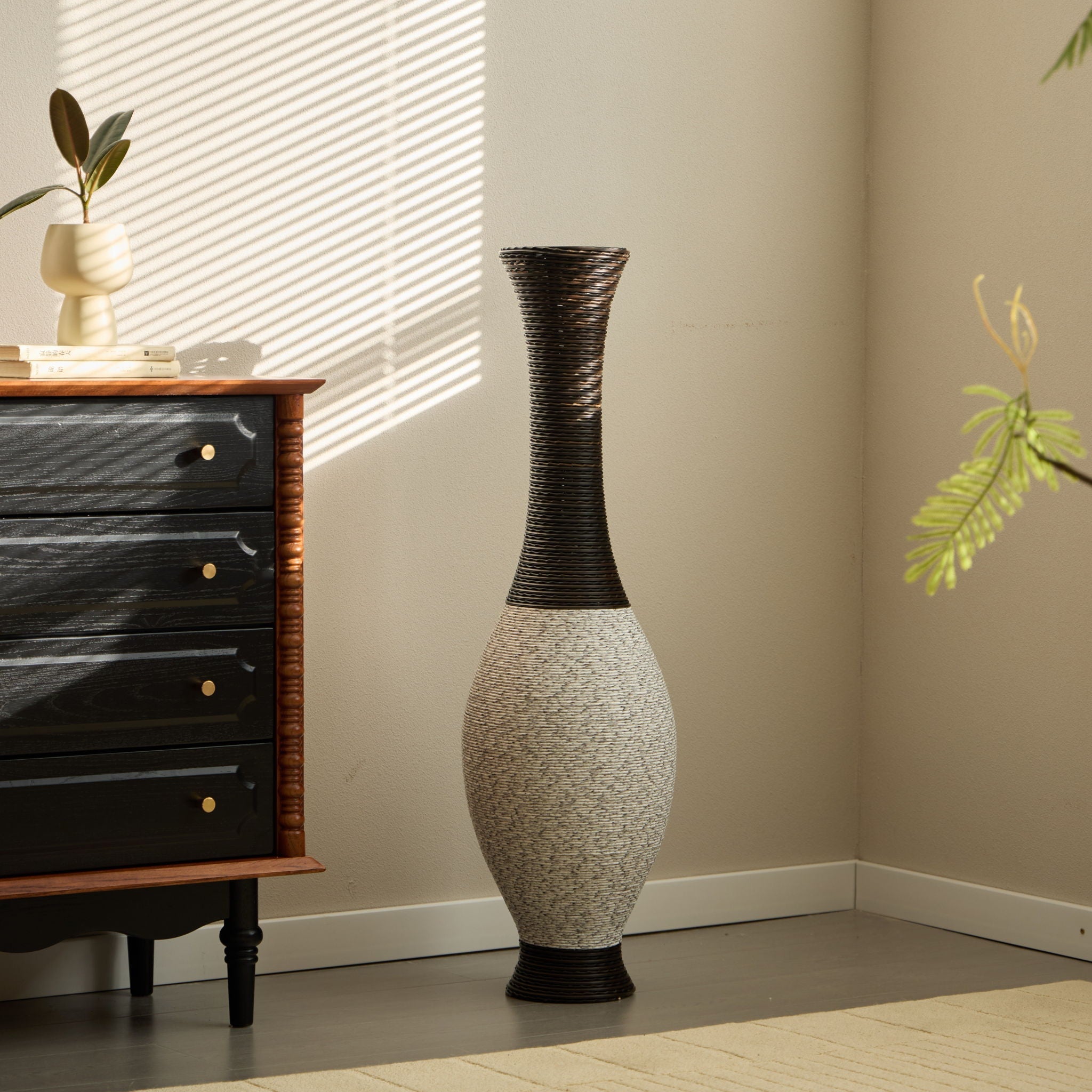 Tall Designer Floor Vase With Elegant 2 Tone by HouseOfZazla