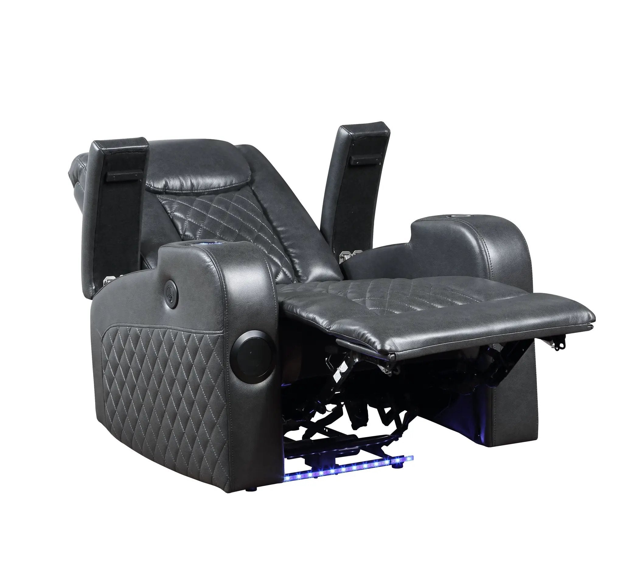 Alair - Leather Aire Power Motion Recliner With Bluetooth, Wireless Charger Cupholder - Dark Gray by Unique Piece Furniture