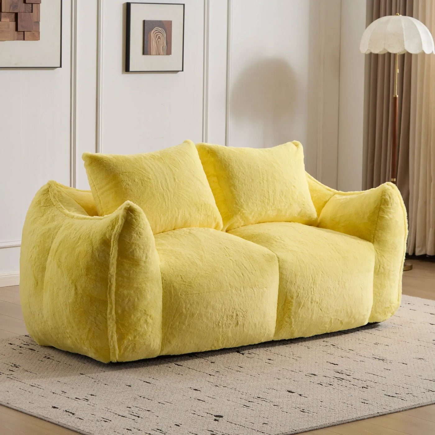 Giant Bean Bag Couch, Ultra Soft Fluffy Loveseat For Living Room by HouseOfZazla