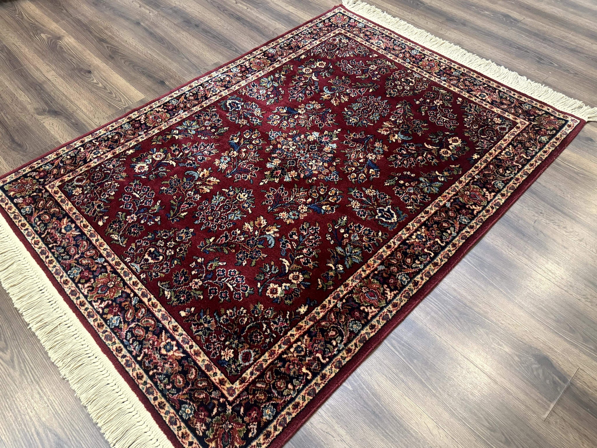 4x6 Karastan Rug Red Sarouk #785, Wool Pile Original 700 Series, Vintage Discontinued by Jewel Rugs