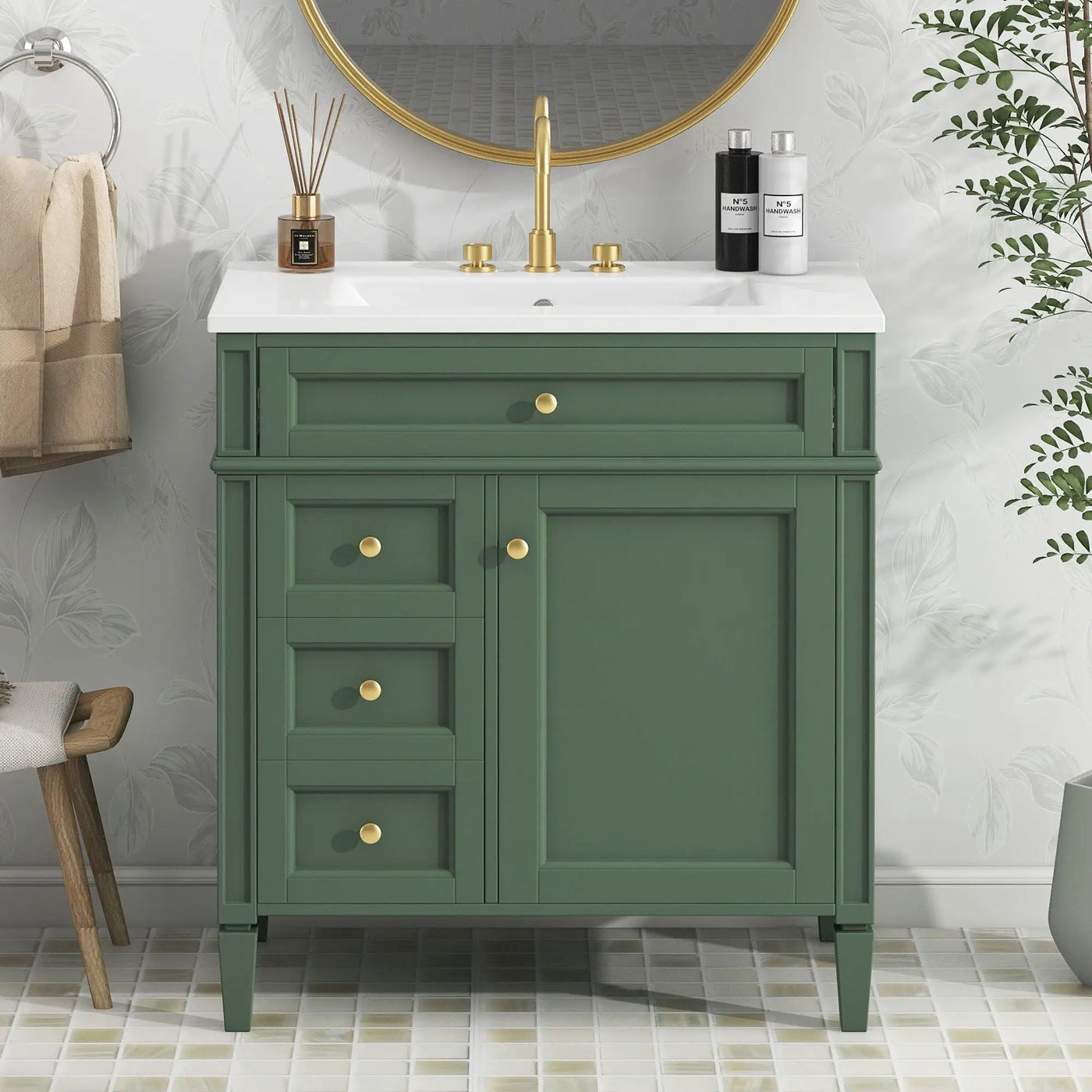 Bathroom Vanity With Top Sink, Storage Cabinet With 2 Drawers, Tip Out Drawer by HouseOfZazla