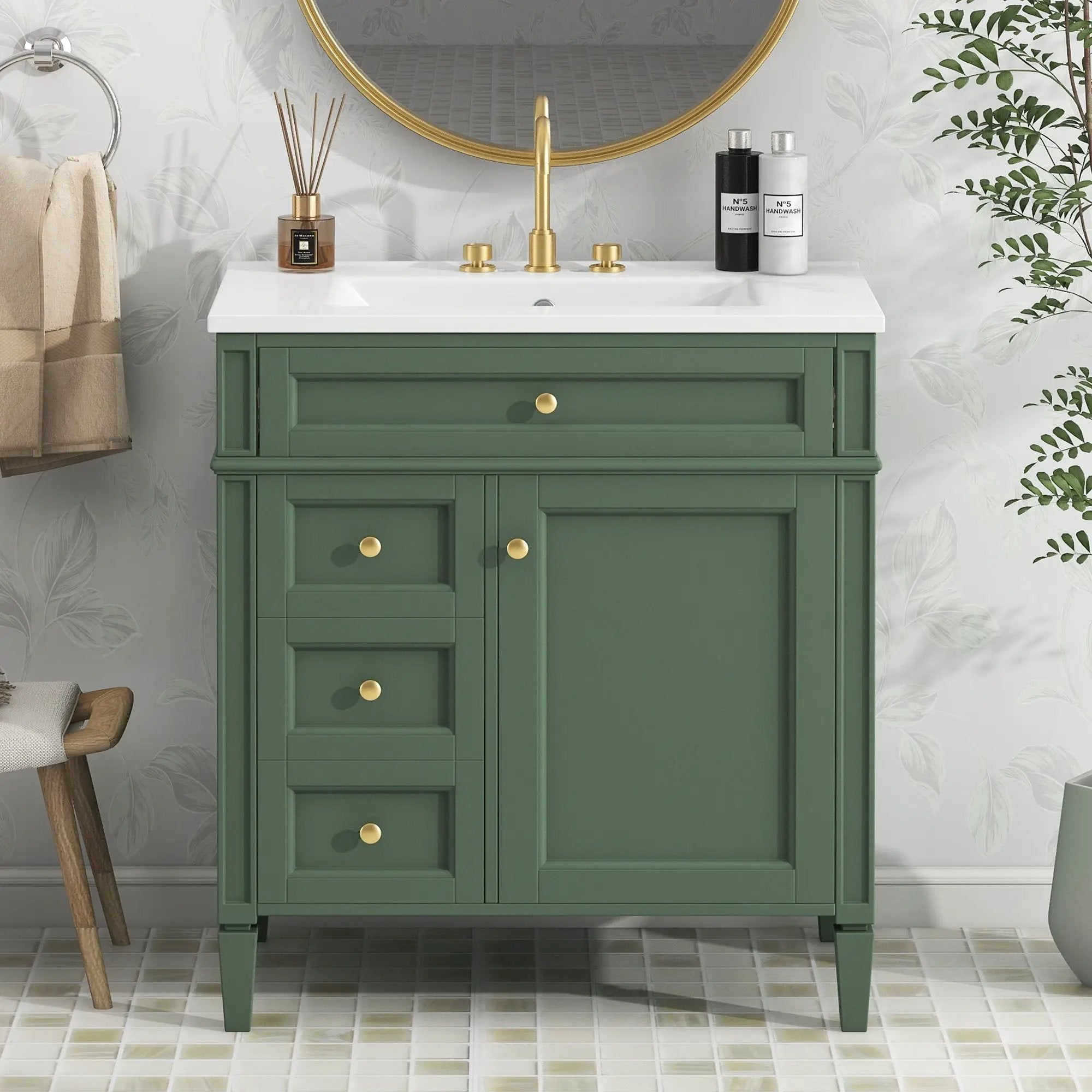Bathroom Vanity With 2 Drawers and Tip-Out Storage Cabinet by HouseOfZazla