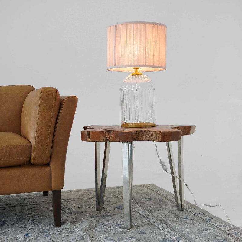 Nordic Home Romantic Solid Wood Table Lamp with LED Nebulis in Gold - Clear and Pink by HouseOfZazla