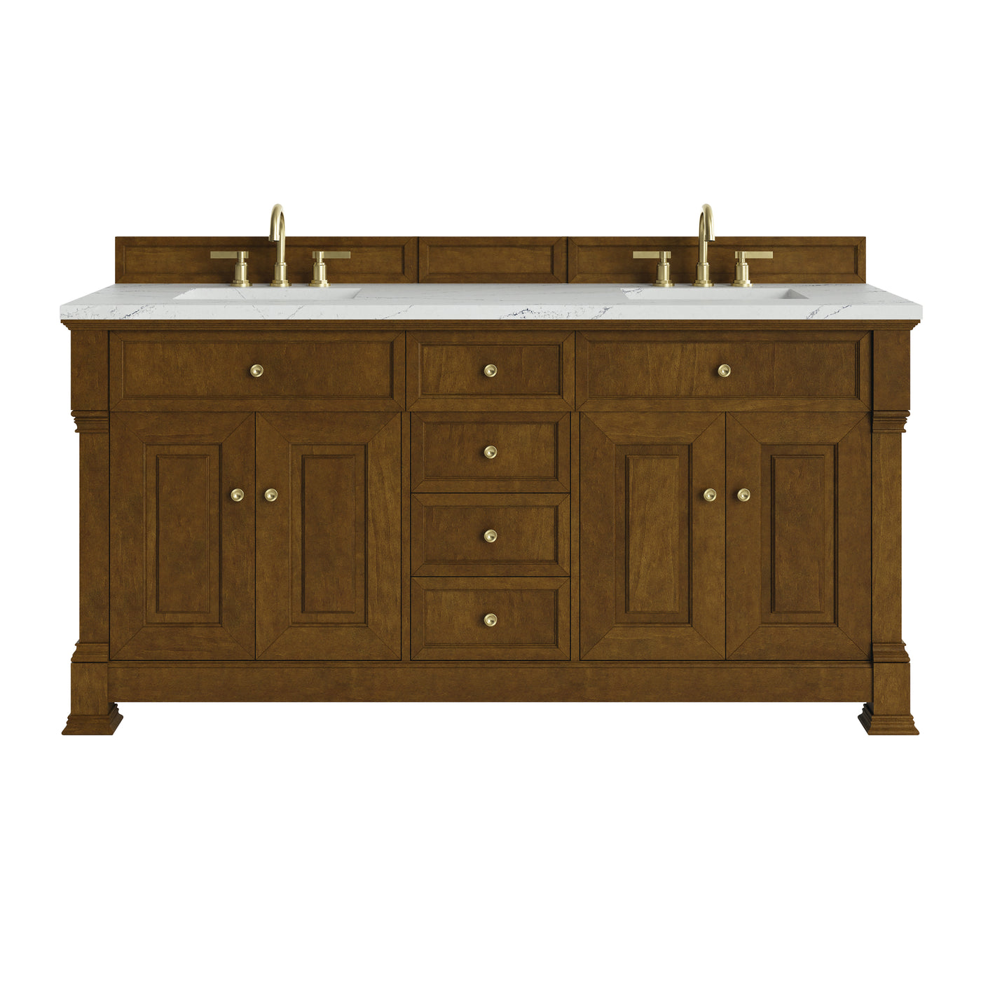 James Martin Brookfield 72" Double Bathroom Vanity, Honey Oak with Ethereal Noctis countertop
