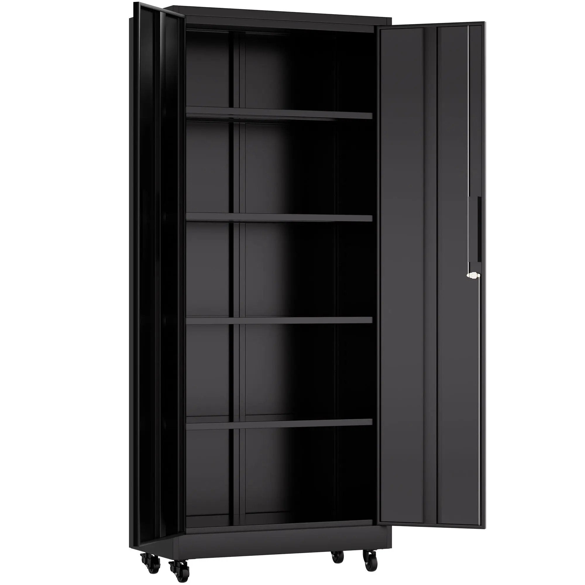 Heavy Duty Rolling Cabinet With Lock, Garage Storage Cabinet, 4 Adjustable Shelves For Tool Organization