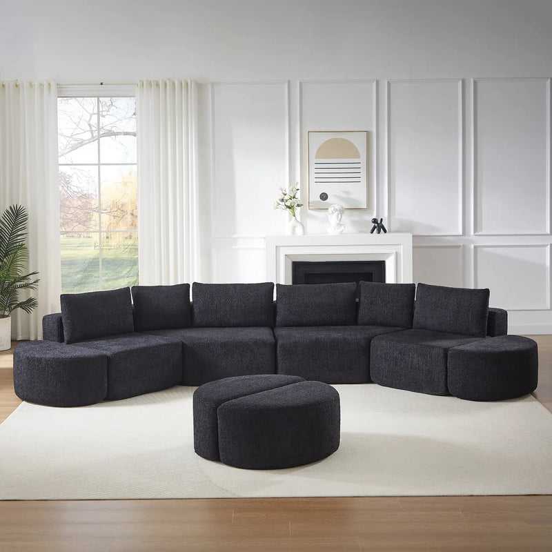Modular Sofa Set in Chenille Fabric by HouseOfZazla