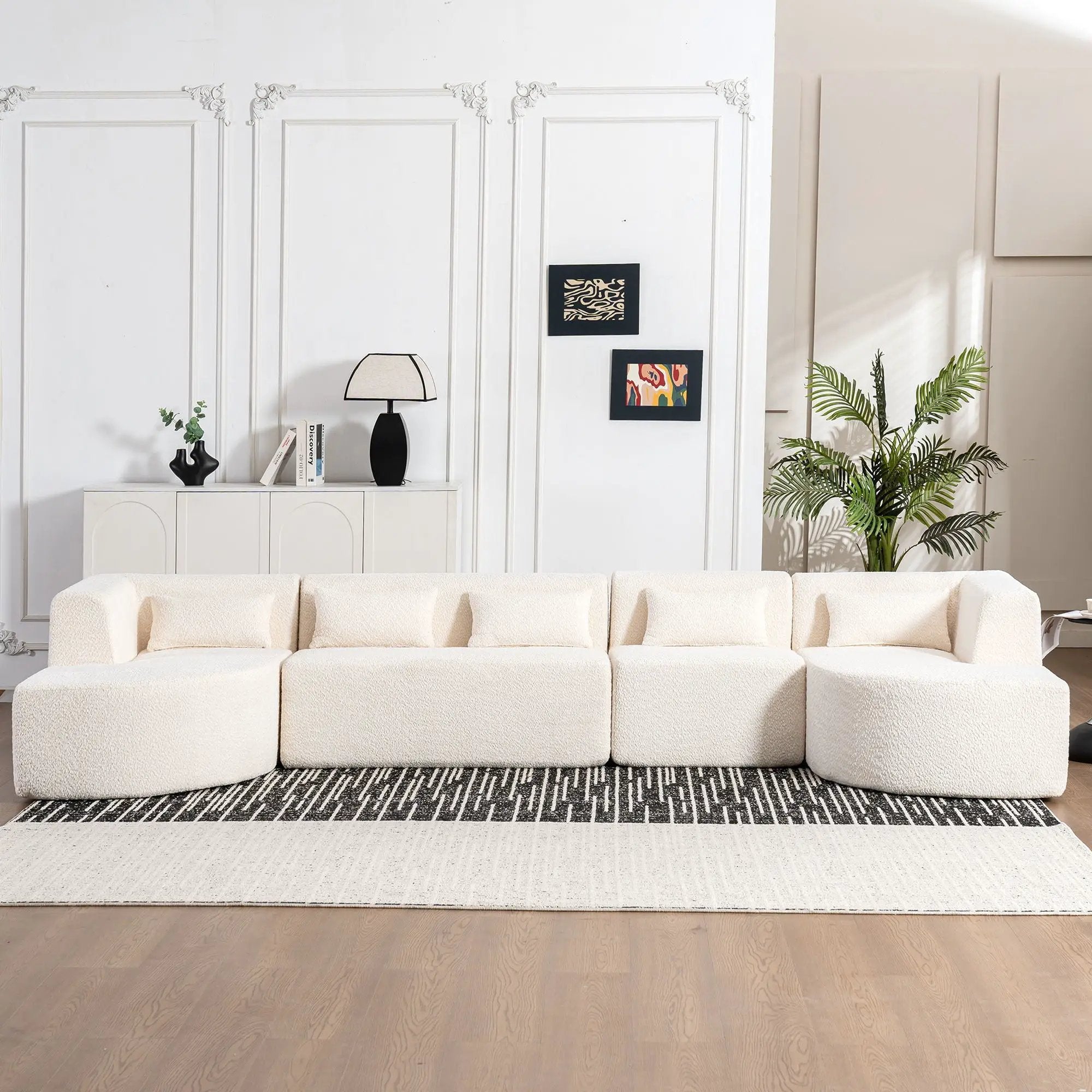 Upholstered Sofa Free Combined Sofa Couch With 2 Chaise Lounge And Five Back Pillows For Living Room by HouseOfZazla