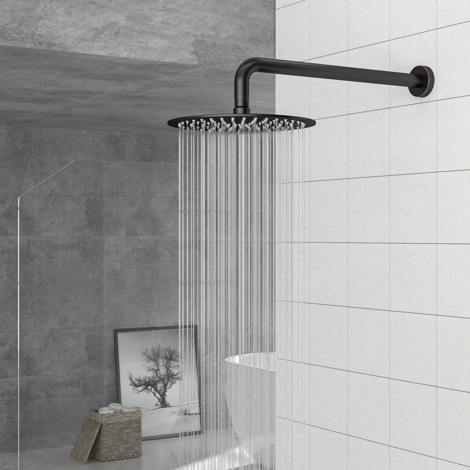 Oil Rubbed Bronze 16" Shower Arm With Flange, Stainless Steel, For Rain Shower Heads - Oil-Rubbed Bronze by HouseOfZazla