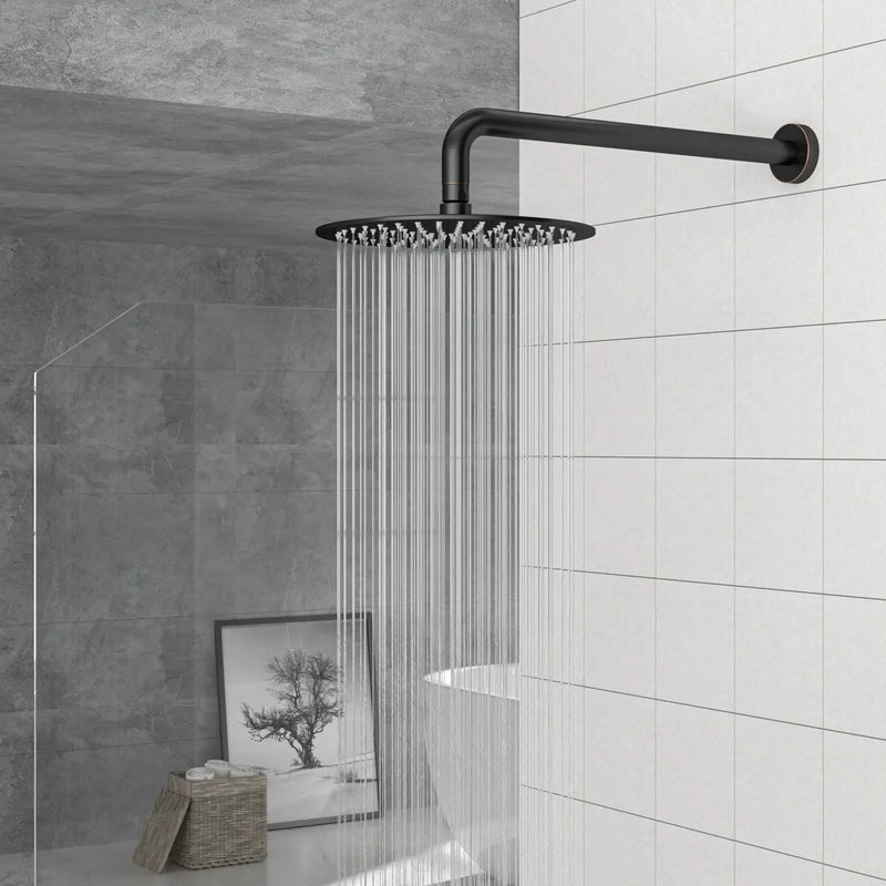 Oil Rubbed Bronze 16" Shower Arm With Flange, Stainless Steel, For Rain Shower Heads - Oil-Rubbed Bronze by HouseOfZazla