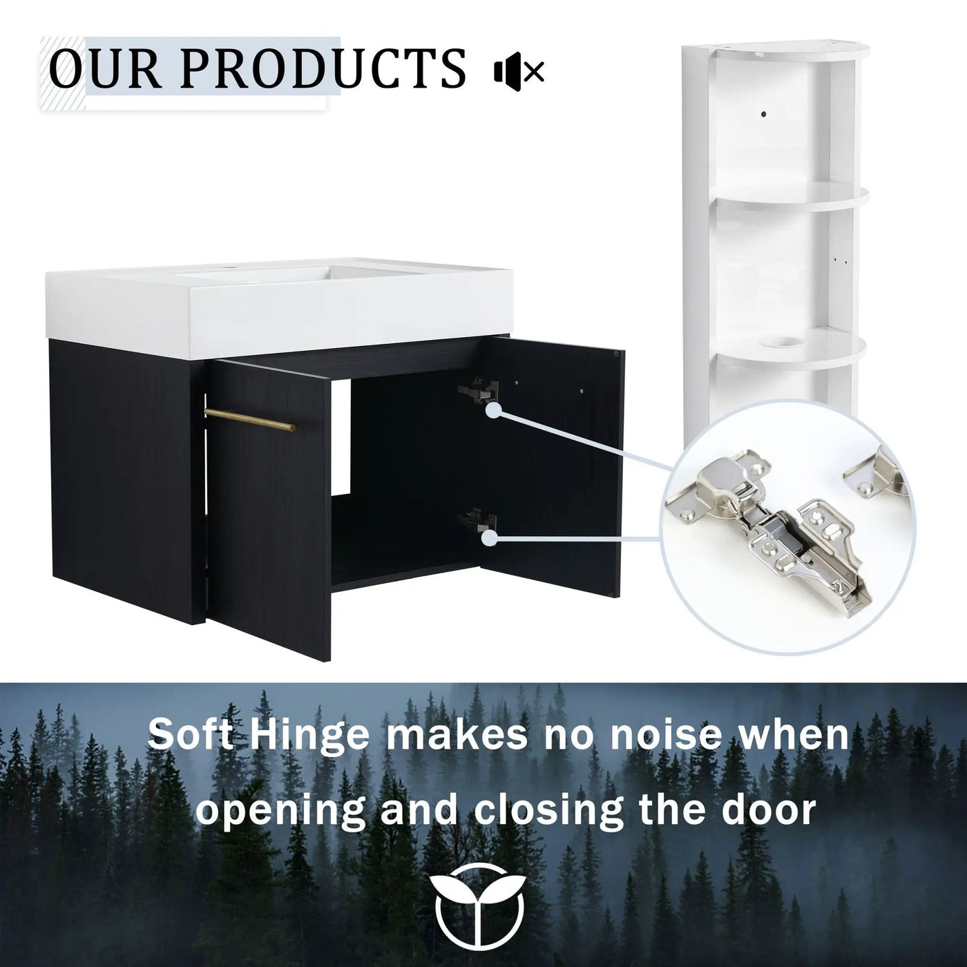 Modern Wall Mounted Bathroom Vanity With Resin Sink And Storage Rack by Unique Piece Furniture