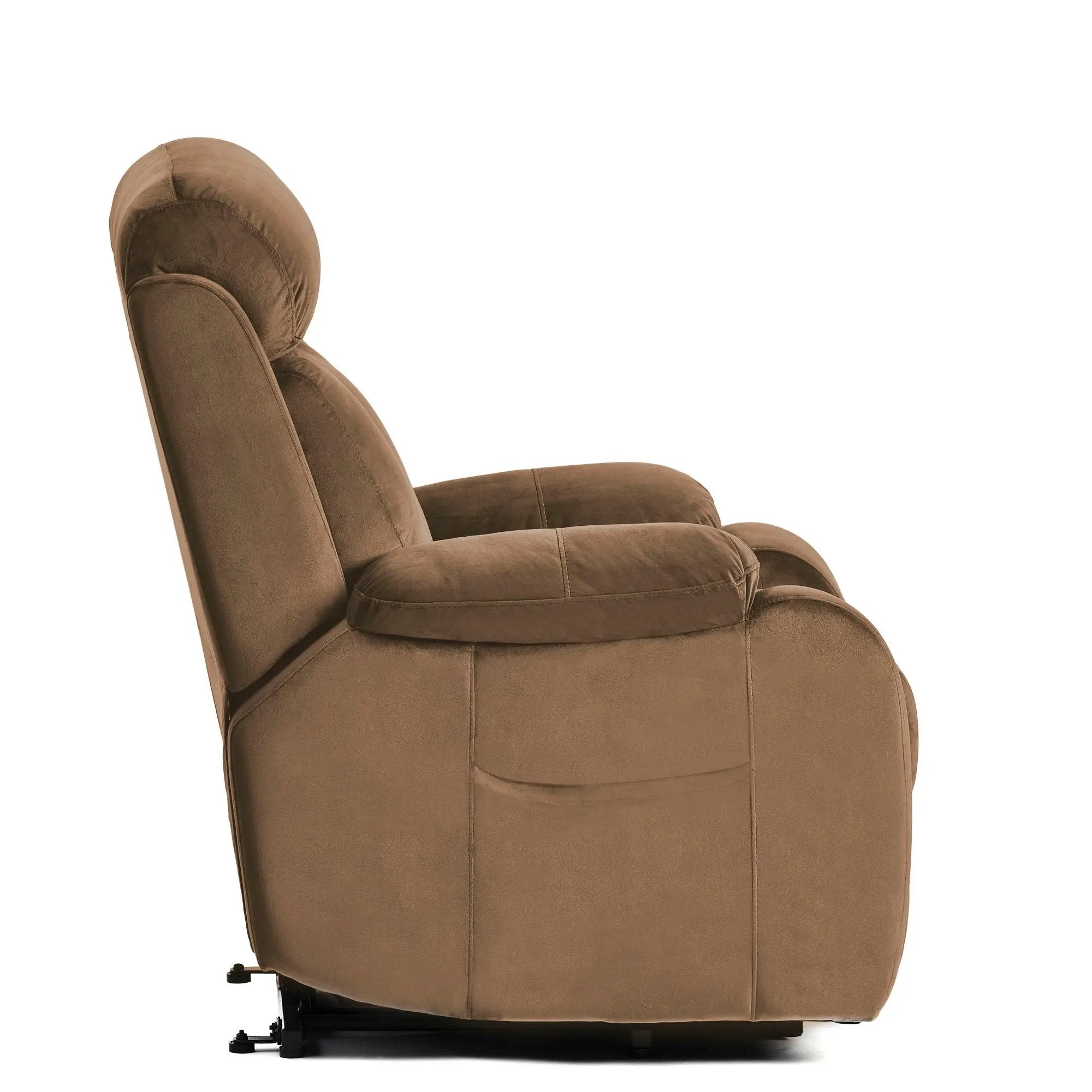 Lift Chair Recliner Power Remote Control Recliner Sofa Relax Soft Chair Anti - Skid Australia Cashmere Fabric Furniture Living Room - Brown by HouseOfZazla