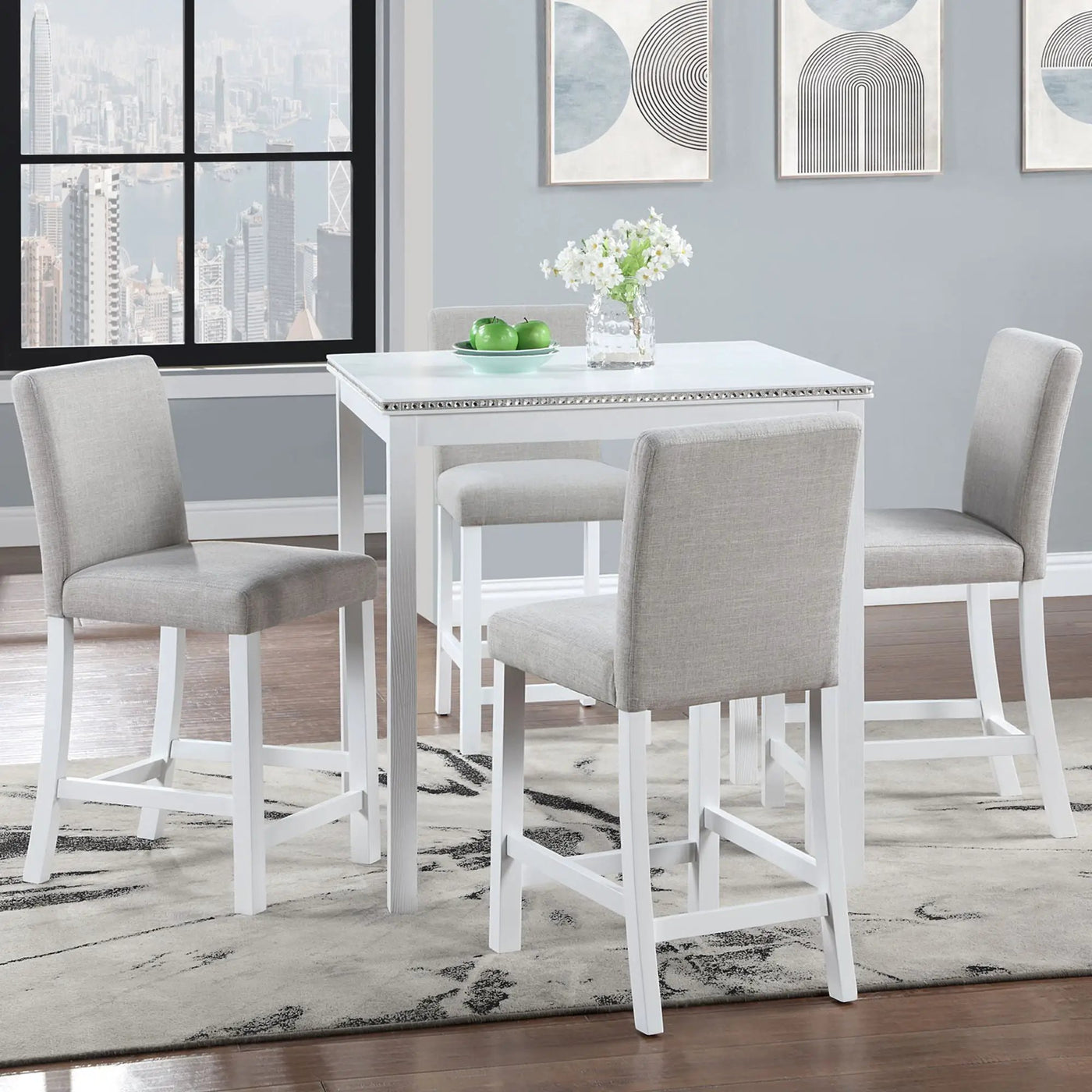 5 Piece Counter Height Table Set, Square Table And 4 Upholstered Chairs by Unique Piece Furniture
