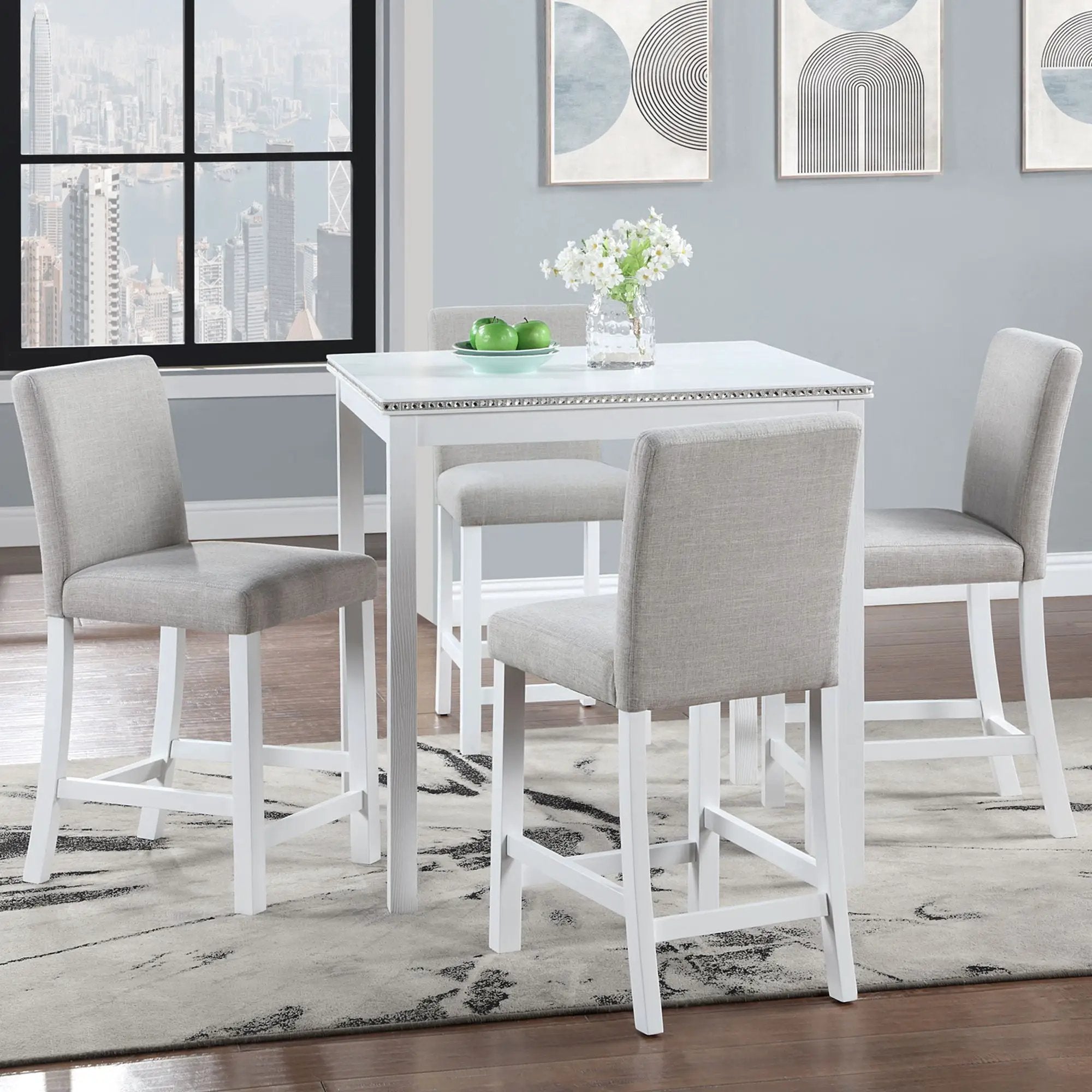 5 Piece Counter Height Table Set, Square Table And 4 Upholstered Chairs by Unique Piece Furniture