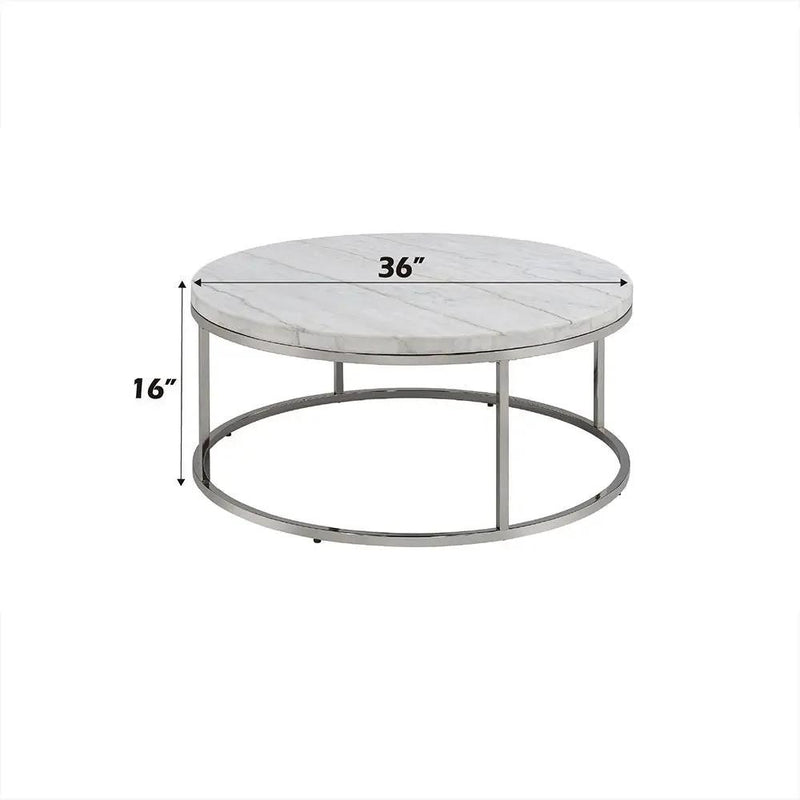 Zaidee - Coffee Table With Marble - Marble Top & Nickel by Unique Piece Furniture