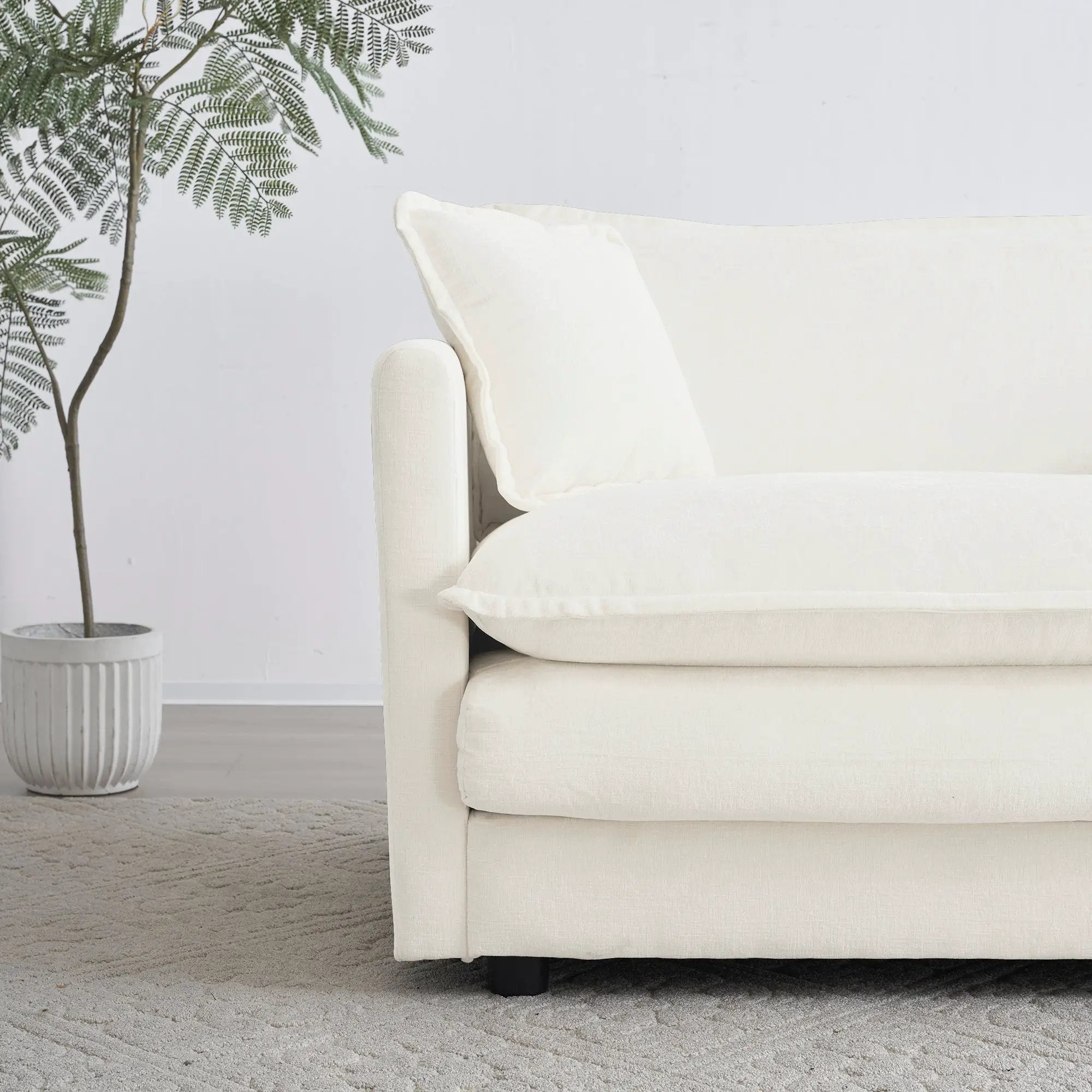 2-Piece White Chenille Sofa Set for Living Room by HouseOfZazla
