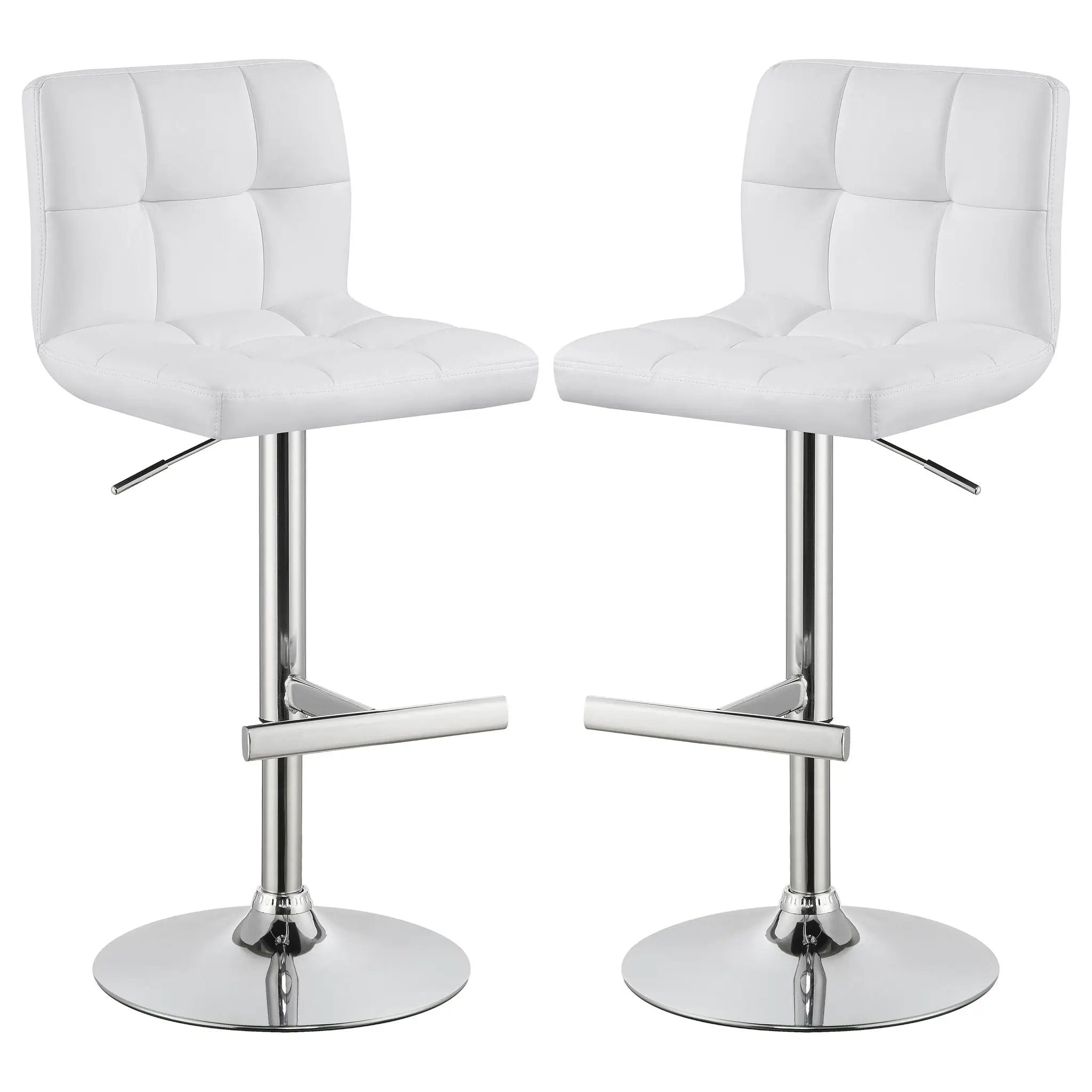Lenny - Upholstered Adjustable Bar Stool (Set of 2) - White by HouseOfZazla