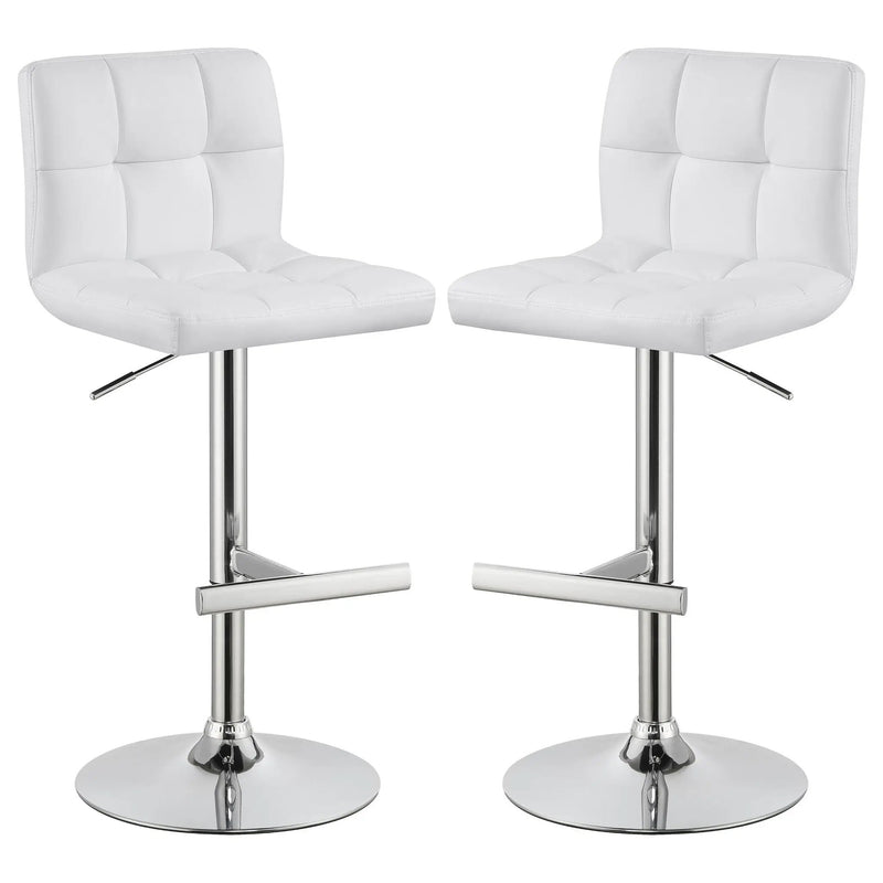 Lenny - Upholstered Adjustable Bar Stool (Set of 2) - White by HouseOfZazla